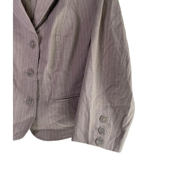 Lane Bryant Long Sleeve Striped Collar Blazer Stretch 3 Buttons 16 Gray White - Picture 8 of 15